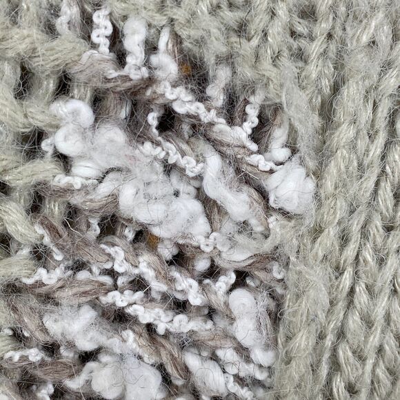 ESSENTIALS Sweater Womens L Chunky Slub Vest Boat Neck Pullover Beige Vintage 80 - Picture 6 of 14